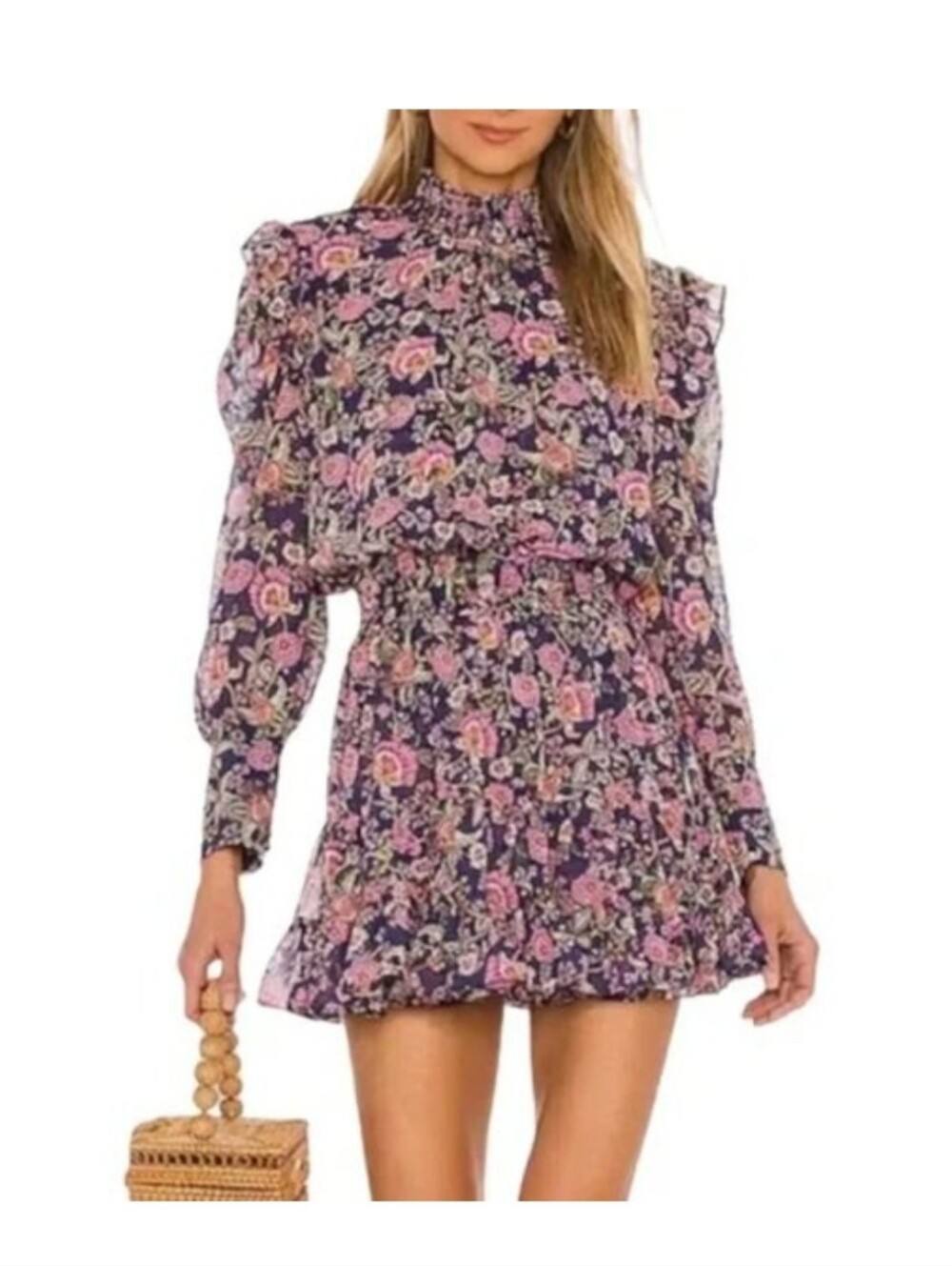 Revolve Misa Gianna Floral Long Sleeve Boho Romantic Mini Dress Size M - Picture 2 of 9
